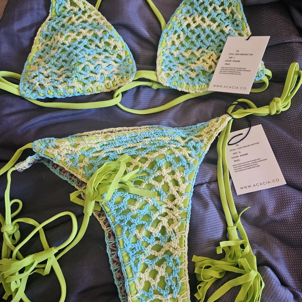 Acacia Swimwear Lime and Aqua Bikini